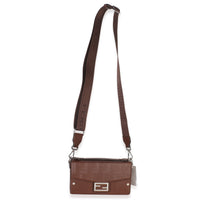 Fendi Brown FF Leather Baguette Soft Trunk Crossbody Handbag av