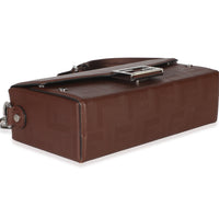 Fendi Brown FF Leather Baguette Soft Trunk Crossbody Handbag clasp