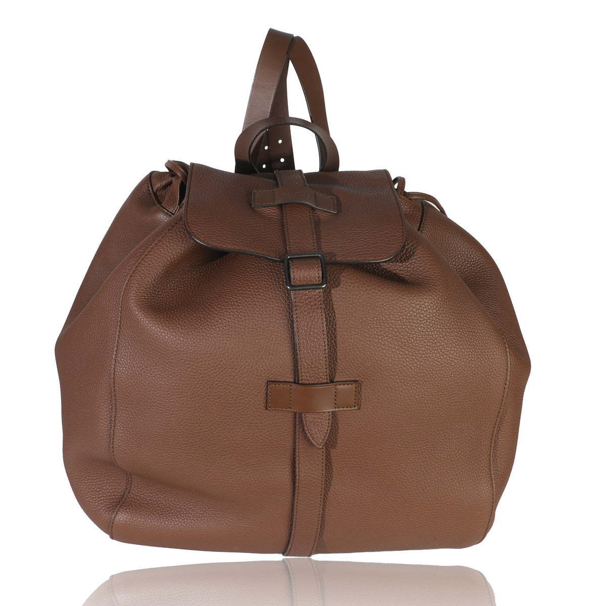 Gucci Brown Pebbled Leather Large Grand Prix Backpack Handbag fv