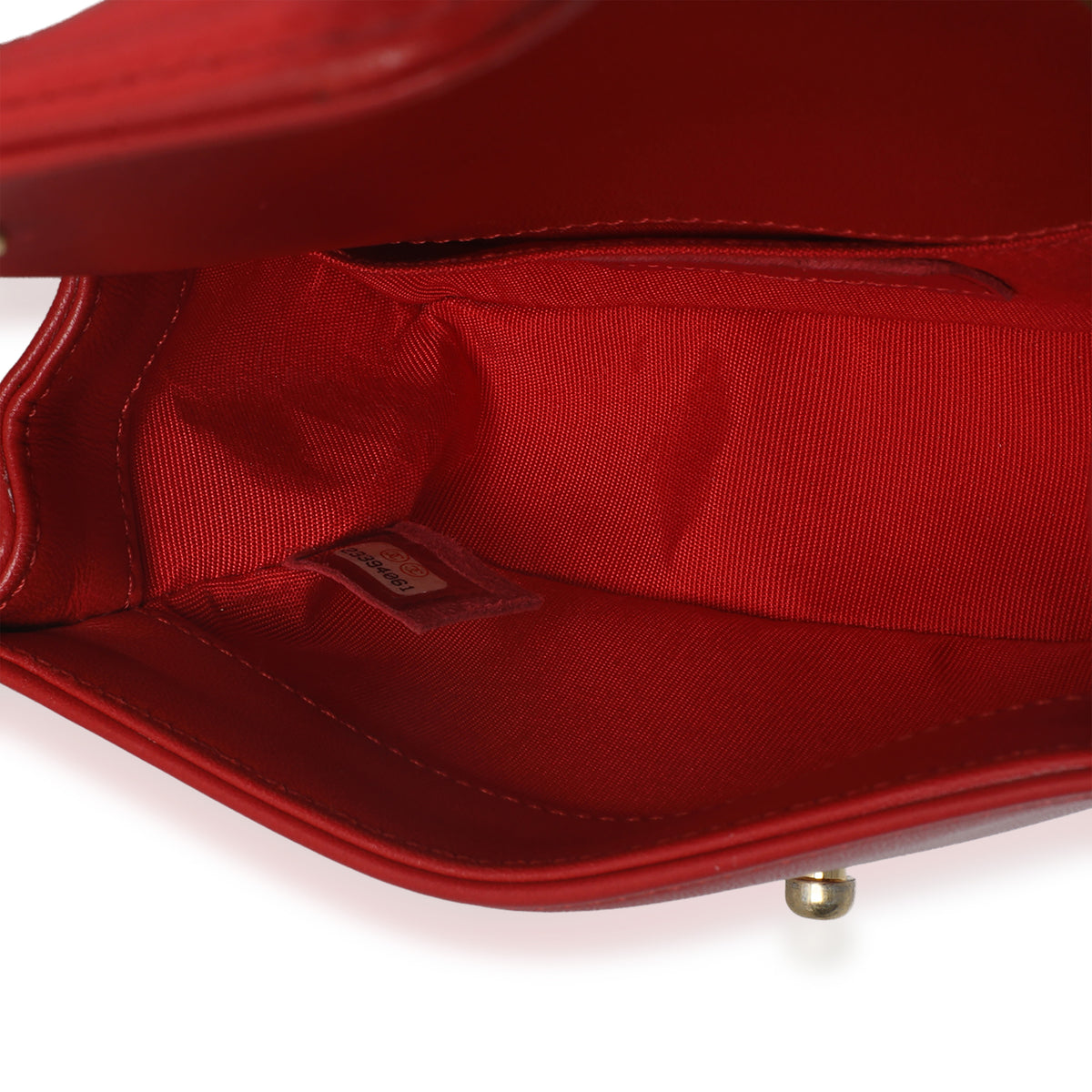 Chanel Red Quilted Lambskin Mini Boy Bag Handbag ad1