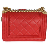 Chanel Red Quilted Lambskin Mini Boy Bag Handbag bv