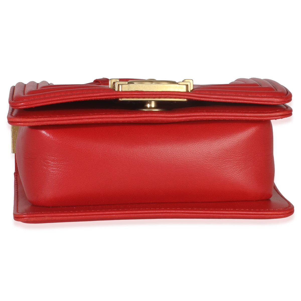 Chanel Red Quilted Lambskin Mini Boy Bag Handbag stamp