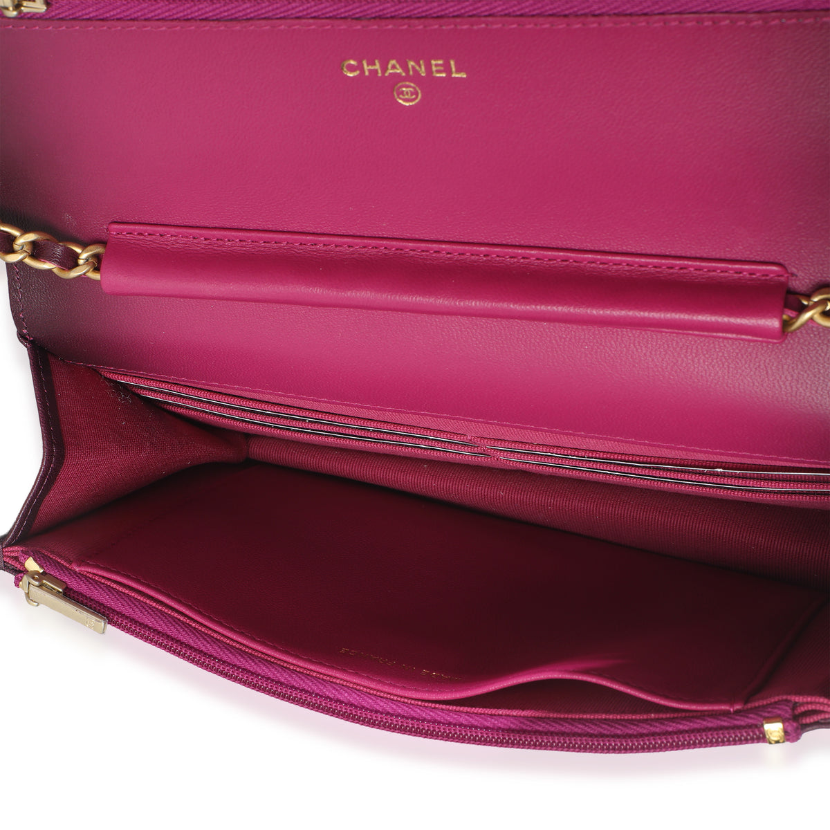 Dark Pink Ombre Quilted Lambskin Classic Wallet On Chain