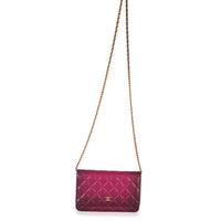 Dark Pink Ombre Quilted Lambskin Classic Wallet On Chain