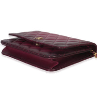 Dark Pink Ombre Quilted Lambskin Classic Wallet On Chain