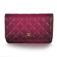 Dark Pink Ombre Quilted Lambskin Classic Wallet On Chain