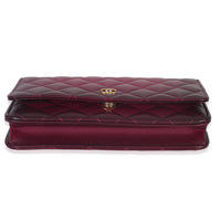 Dark Pink Ombre Quilted Lambskin Classic Wallet On Chain