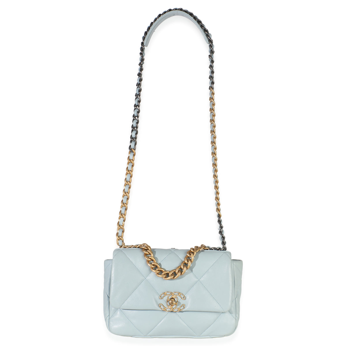 Chanel Light Blue Quilted Lambskin Medium  19 Flap Bag Handbag av