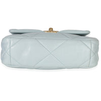 Chanel Light Blue Quilted Lambskin Medium  19 Flap Bag Handbag stamp