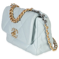 Chanel Light Blue Quilted Lambskin Medium  19 Flap Bag Handbag sv