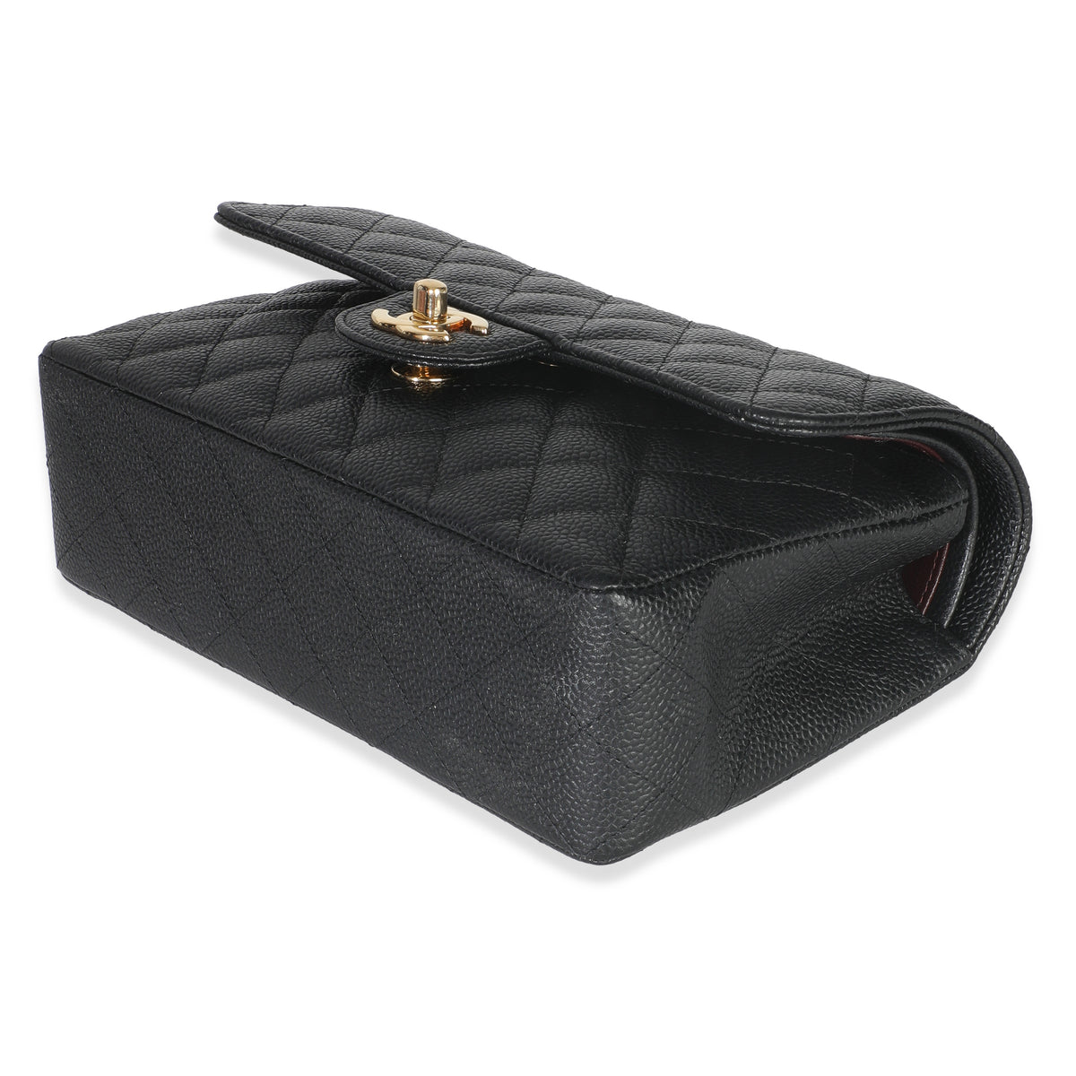Chanel Black Quilted Caviar Small Classic Double Flap Bag Handbag box
