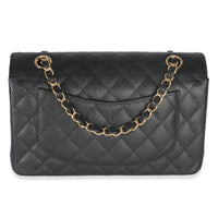 Chanel Black Quilted Caviar Small Classic Double Flap Bag Handbag bv