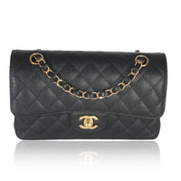 Chanel Black Quilted Caviar Small Classic Double Flap Bag Handbag fv