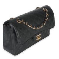 Chanel Black Quilted Caviar Small Classic Double Flap Bag Handbag pv