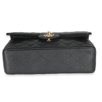 Chanel Black Quilted Caviar Small Classic Double Flap Bag Handbag stamp
