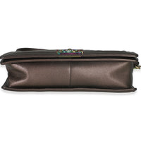 Chanel Bronze Purple Iridescent Quilted Goatskin New Medium Boy Bag Handbag stamp