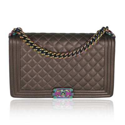 Purple Iridescent Quilted Goatskin New Medium Boy Bag