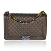 Purple Iridescent Quilted Goatskin New Medium Boy Bag