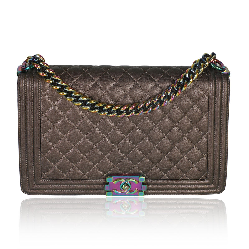 Purple Iridescent Quilted Goatskin New Medium Boy Bag