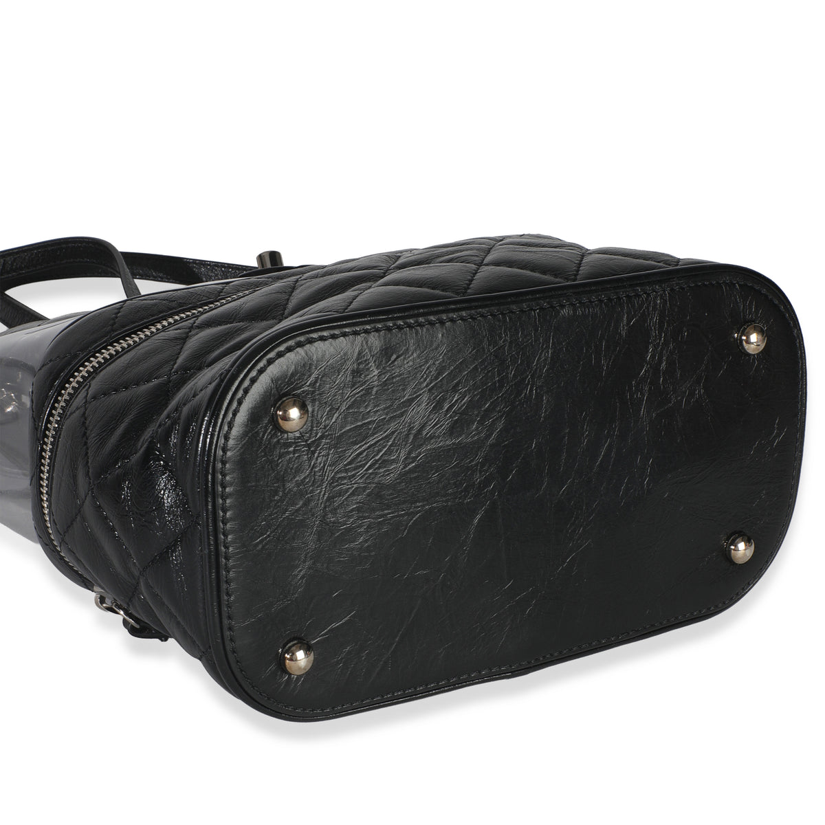 Black Crumpled Calfskin PVC Mini Backpack