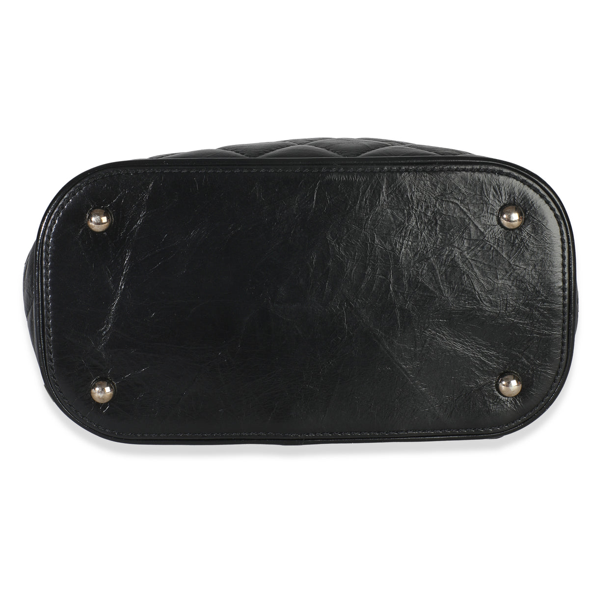 Black Crumpled Calfskin PVC Mini Backpack