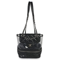 Black Crumpled Calfskin PVC Mini Backpack