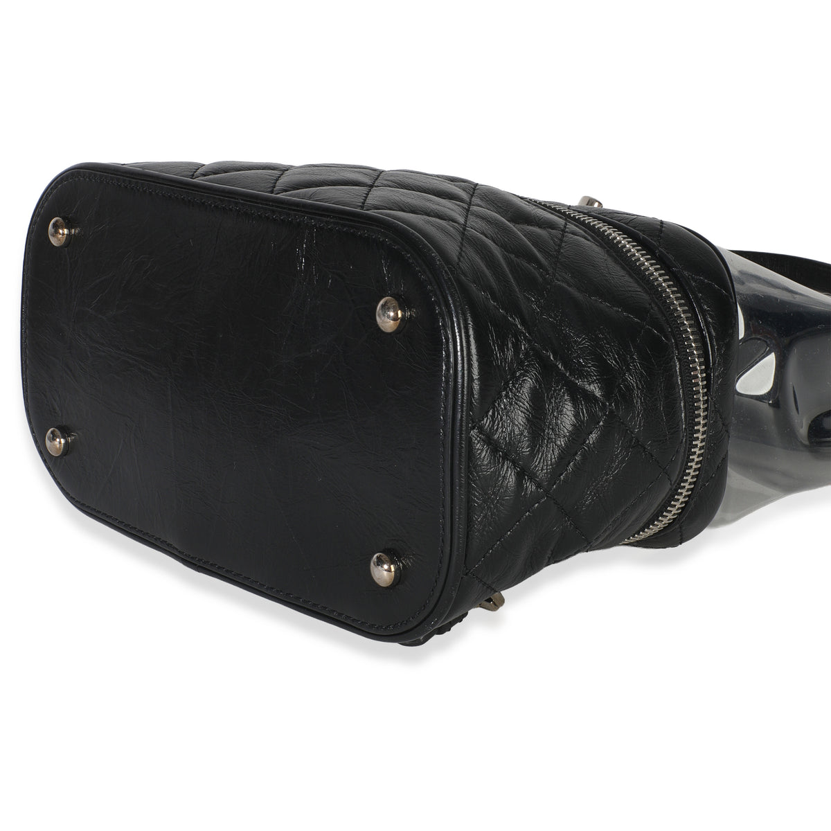 Black Crumpled Calfskin PVC Mini Backpack