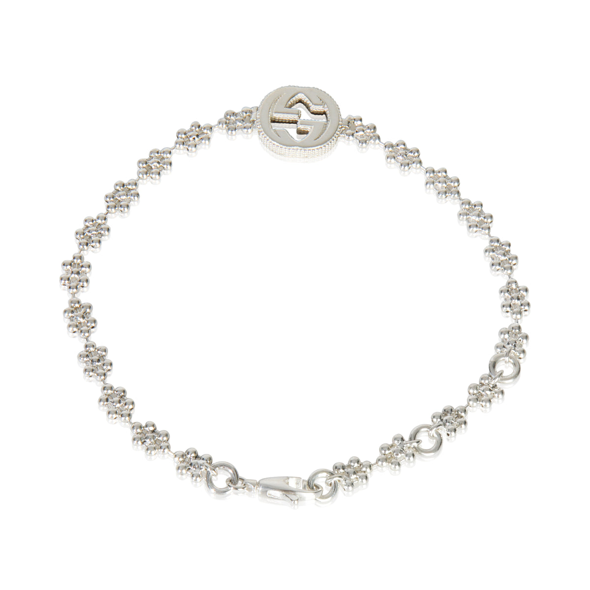 Sterling Silver  Small Interlocking G Cluster Bracelet