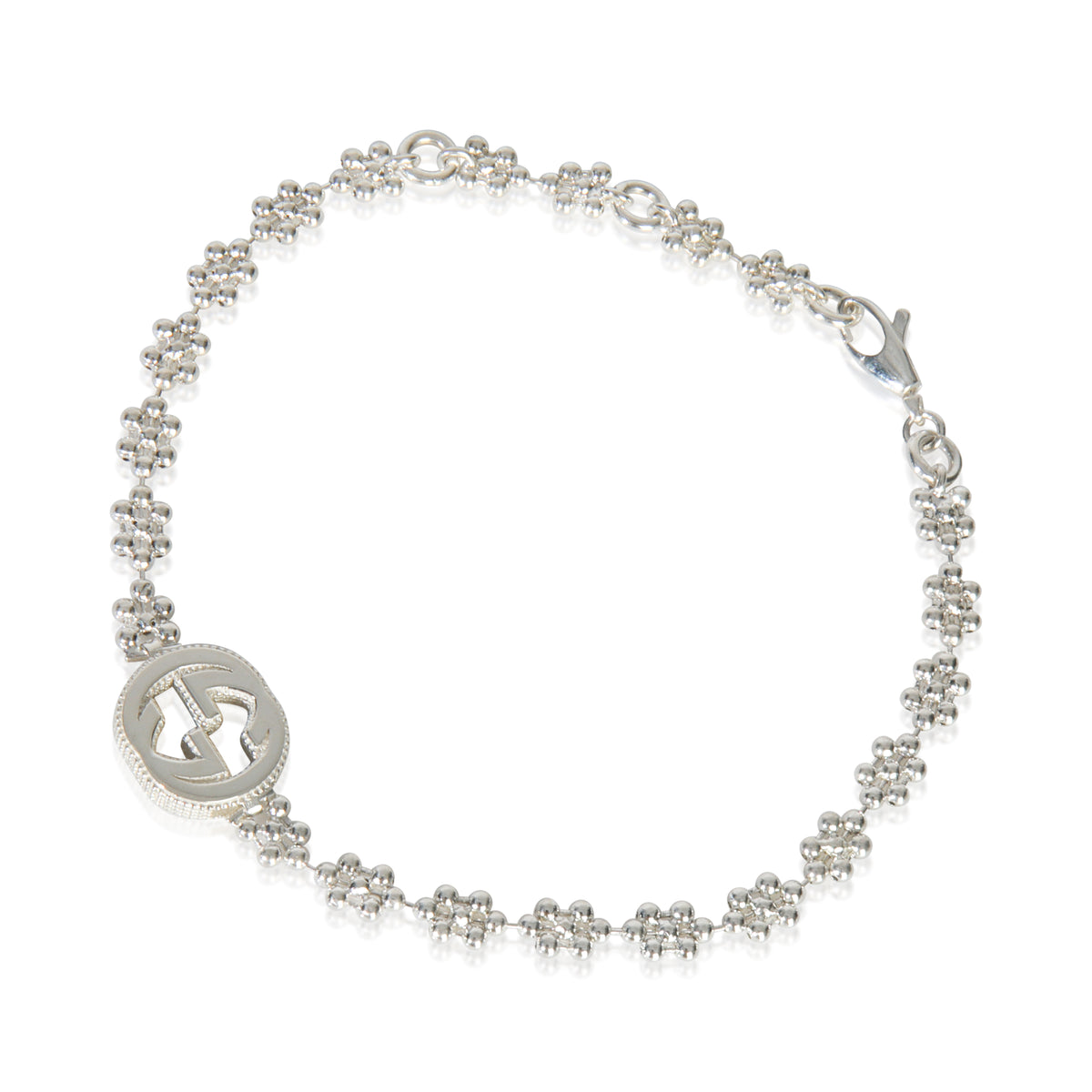 Sterling Silver  Small Interlocking G Cluster Bracelet