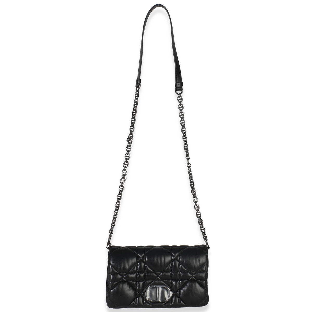 Christian Dior Black Puffy Calfskin Macrocannage Mini Caro Bag Handbag av
