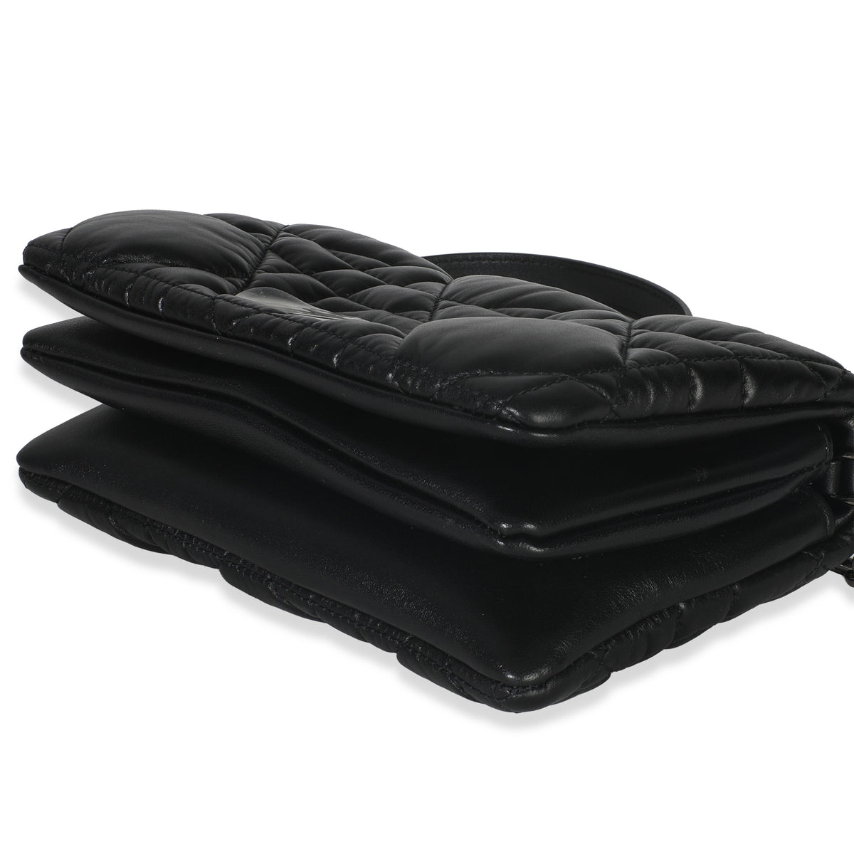 Christian Dior Black Puffy Calfskin Macrocannage Mini Caro Bag Handbag box