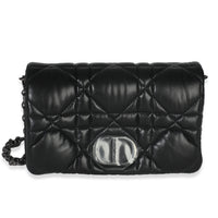 Christian Dior Black Puffy Calfskin Macrocannage Mini Caro Bag Handbag fv