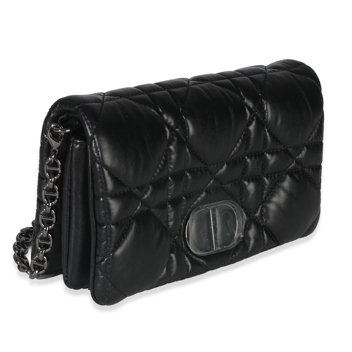 Christian Dior Black Puffy Calfskin Macrocannage Mini Caro Bag Handbag pv