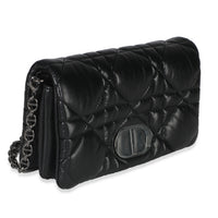 Christian Dior Black Puffy Calfskin Macrocannage Mini Caro Bag Handbag pv