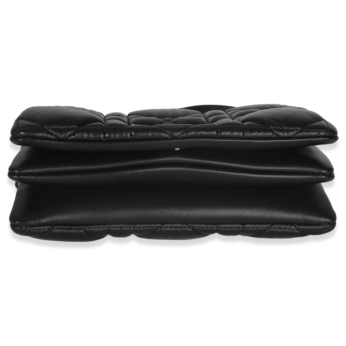 Christian Dior Black Puffy Calfskin Macrocannage Mini Caro Bag Handbag stamp