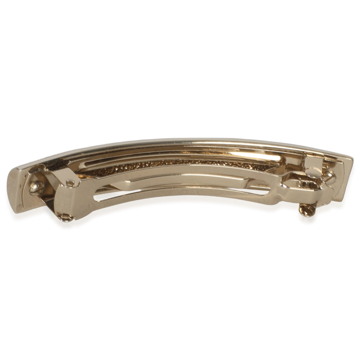 Chanel 25A Gold Metal Enamel Logo Hair Clip bv