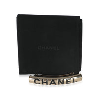 Chanel 25A Gold Metal Enamel Logo Hair Clip fv
