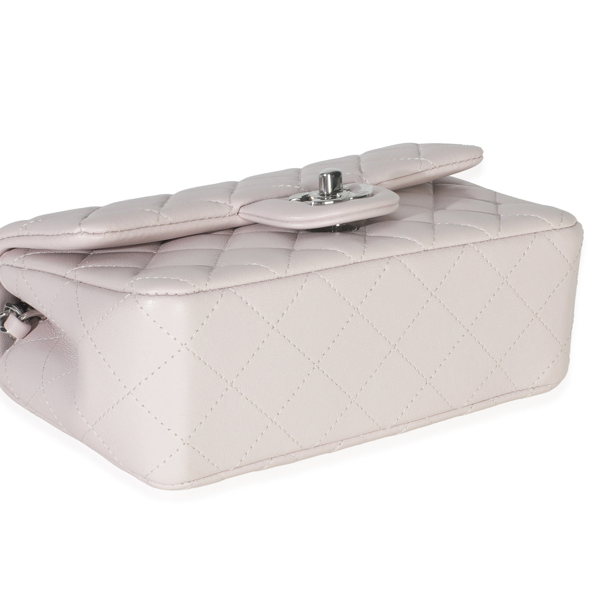 Chanel Violet Clair Quilted Lambskin Rectangle Mini Flap Handbag clasp