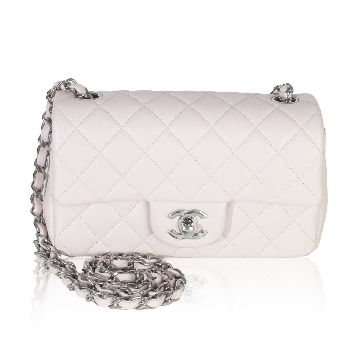 Chanel Violet Clair Quilted Lambskin Rectangle Mini Flap Handbag fv