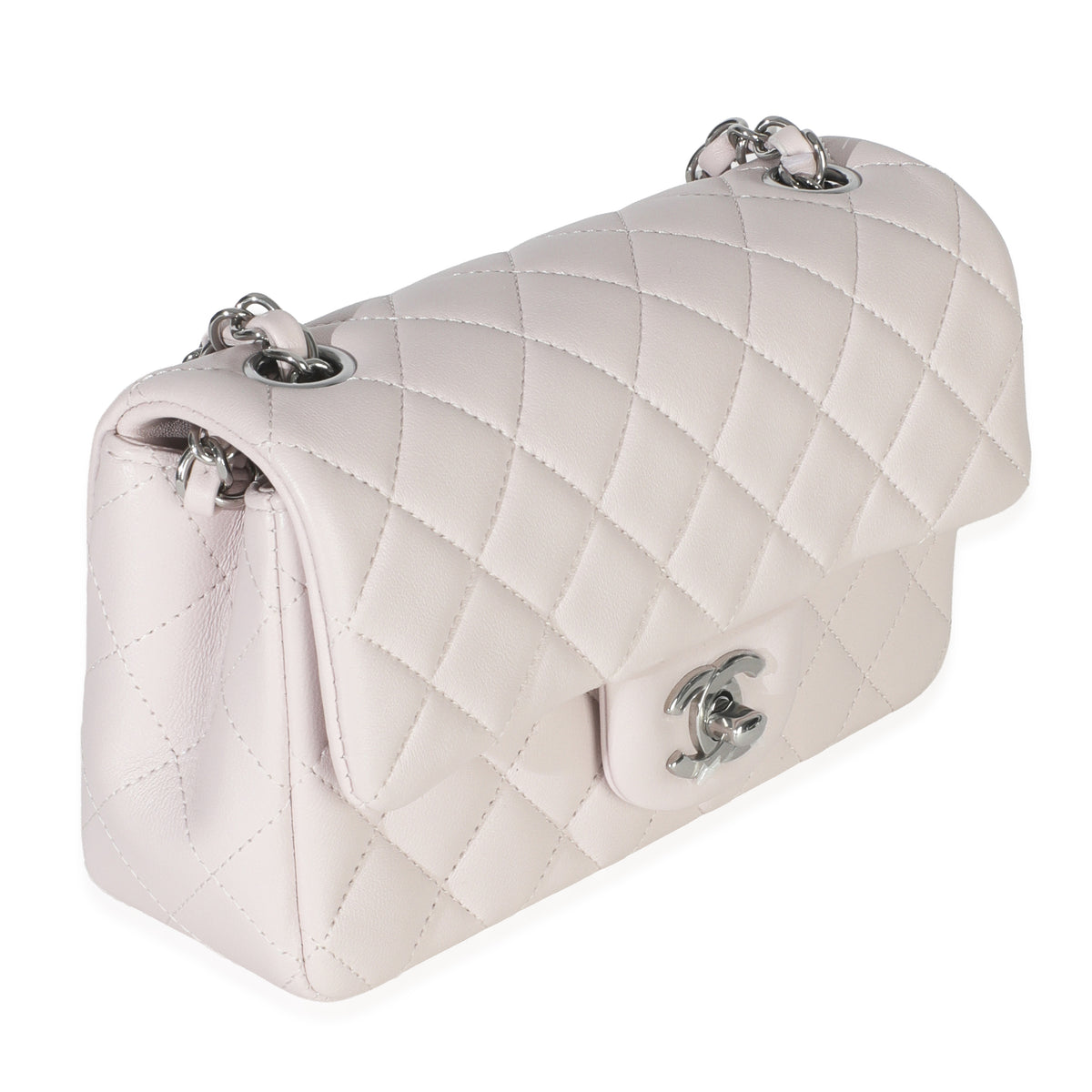 Chanel Violet Clair Quilted Lambskin Rectangle Mini Flap Handbag pv