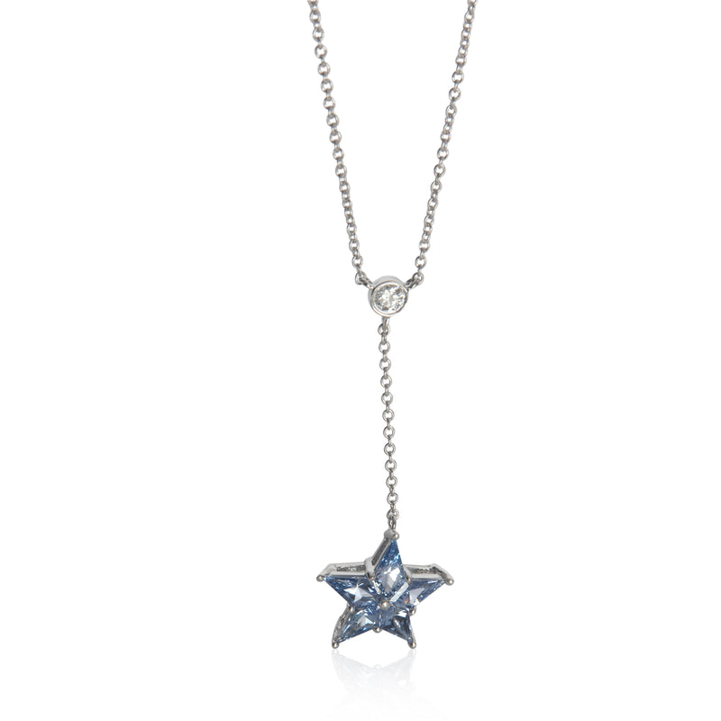 Platinum Sapphire and Diamond Star Lariat Pendant