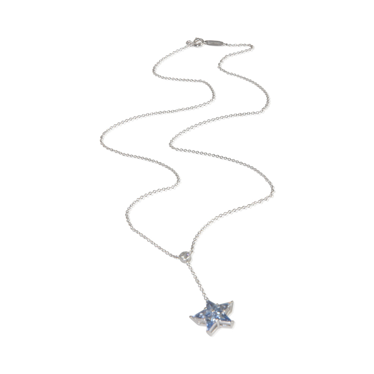Platinum Sapphire and Diamond Star Lariat Pendant