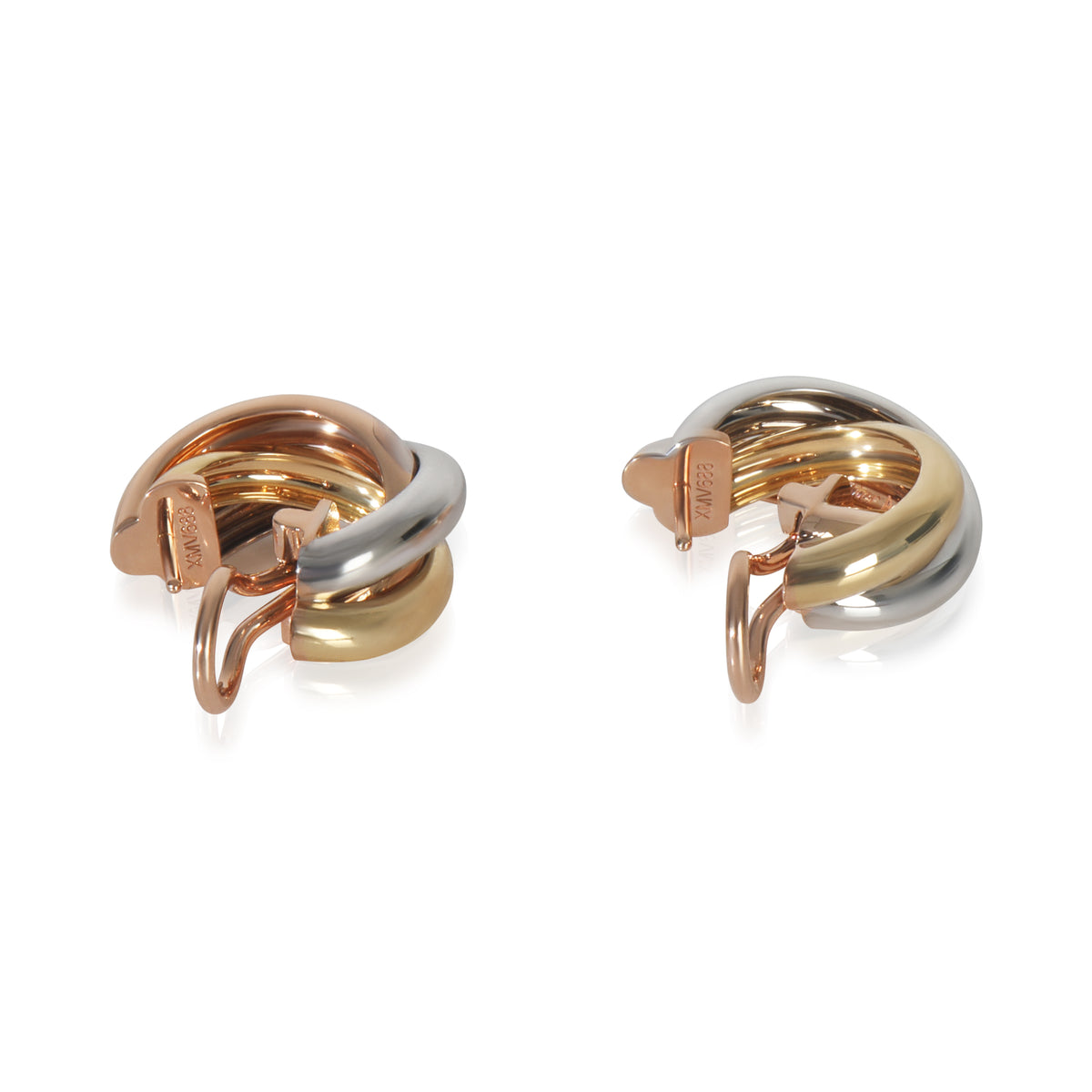 3-Tone Gold  Classic Trinity Hoop Earrings