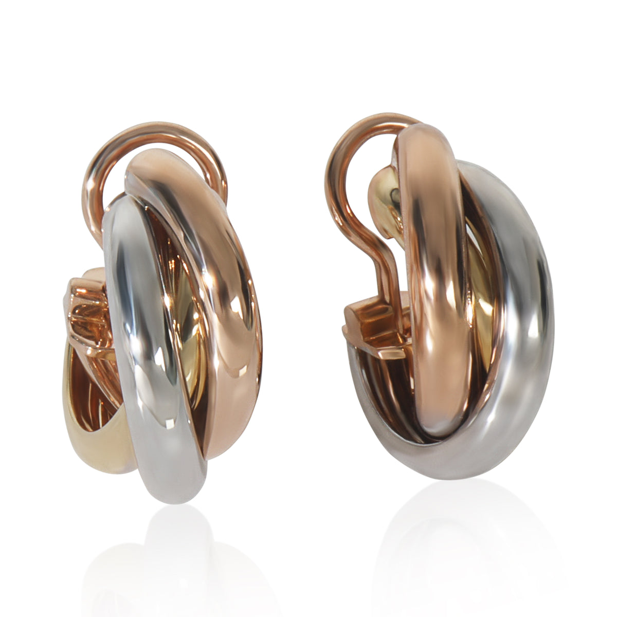 3-Tone Gold  Classic Trinity Hoop Earrings