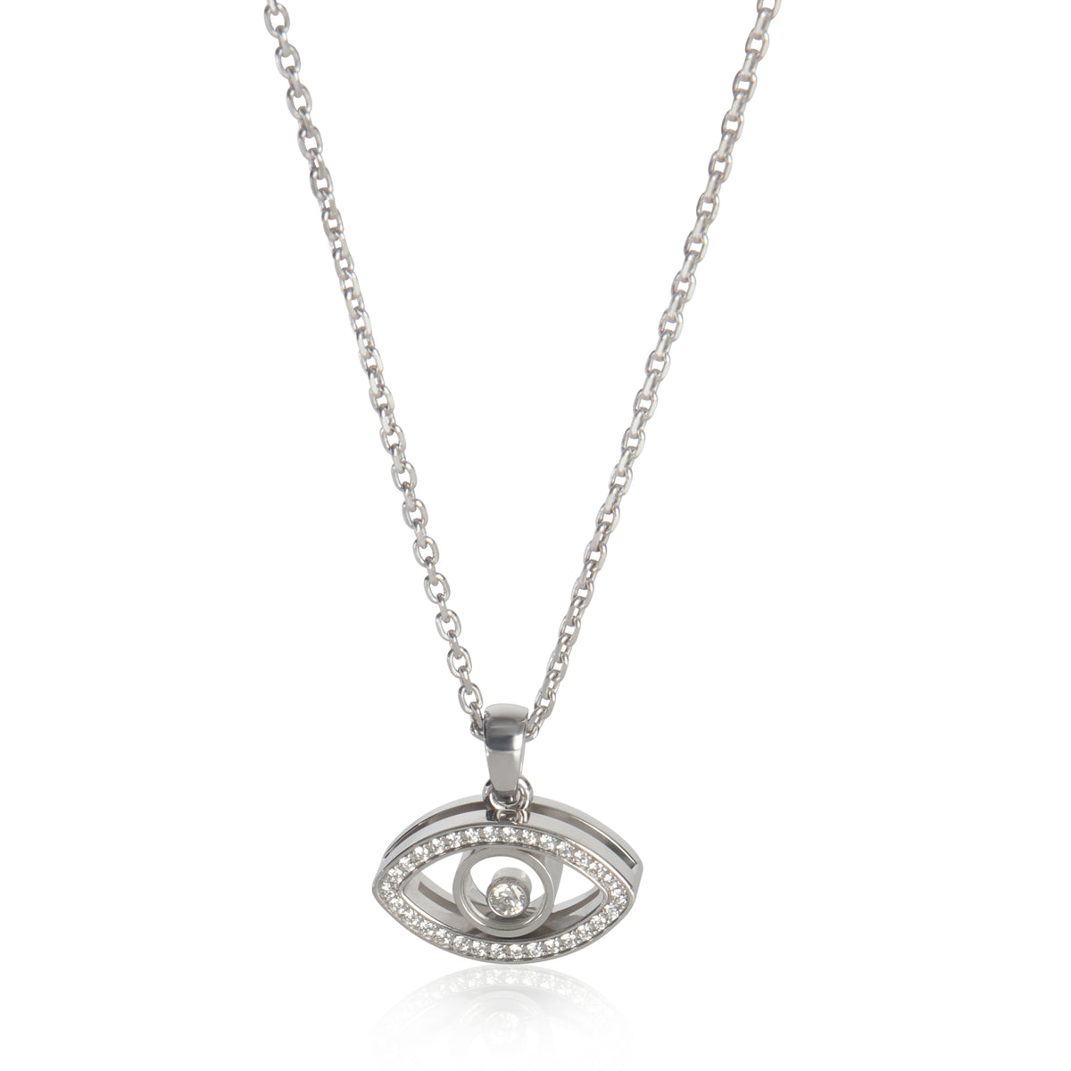 White Gold Diamond Happy Diamond Evil Eye Pendant