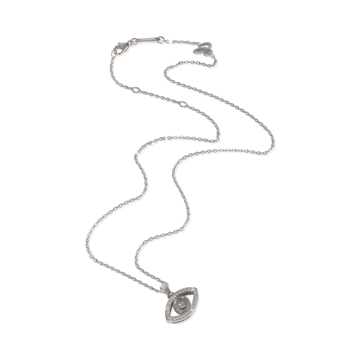White Gold Diamond Happy Diamond Evil Eye Pendant