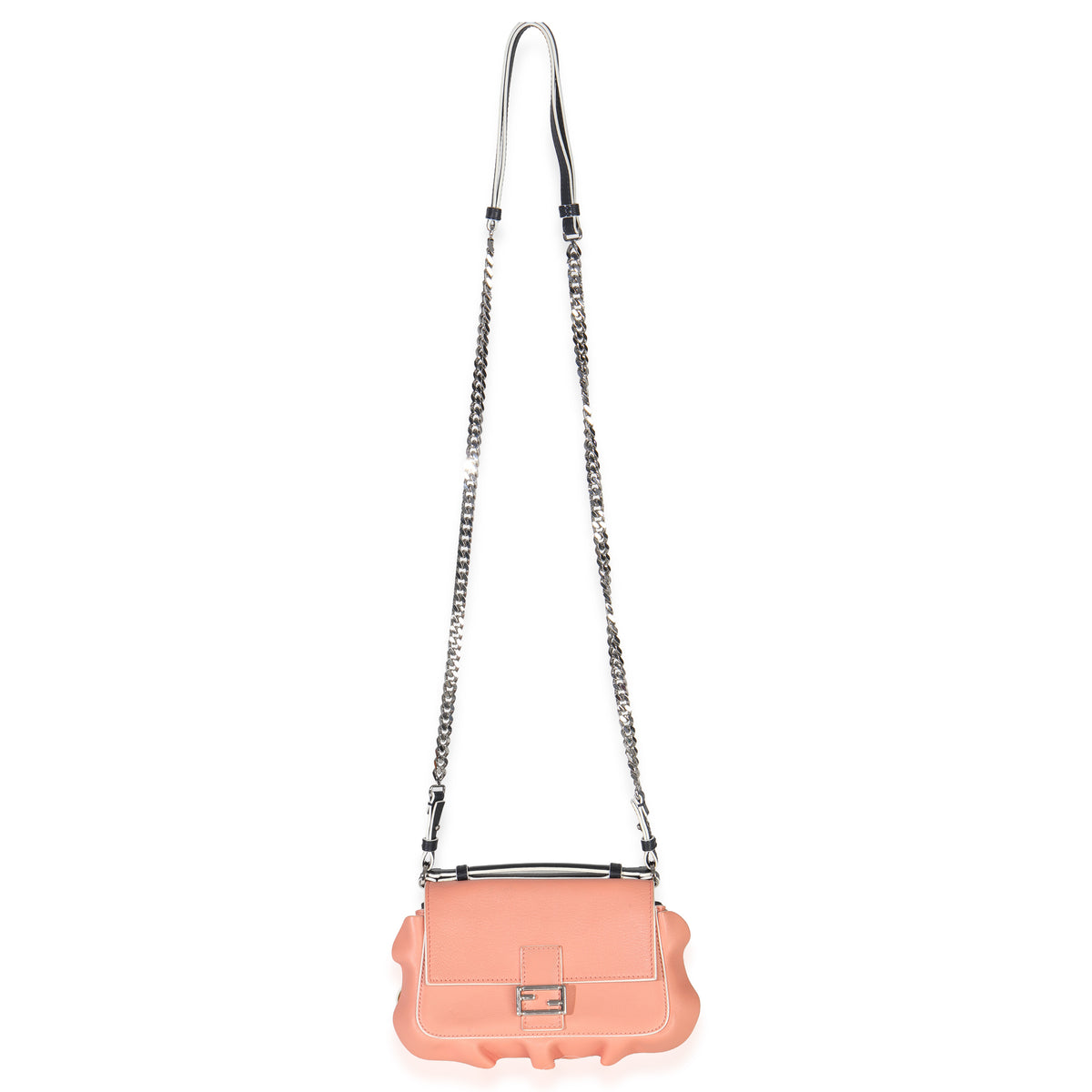 Black Pink Leather Wave Double Micro Baguette