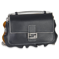 Black Pink Leather Wave Double Micro Baguette