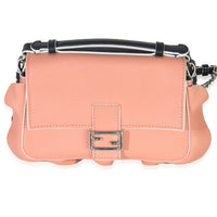 Black Pink Leather Wave Double Micro Baguette