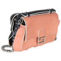 Black Pink Leather Wave Double Micro Baguette
